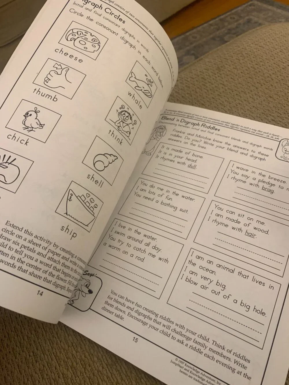 Vintage 1999 JumpStart Learn to Read 1st Grade Activity Workbook Scholastic.